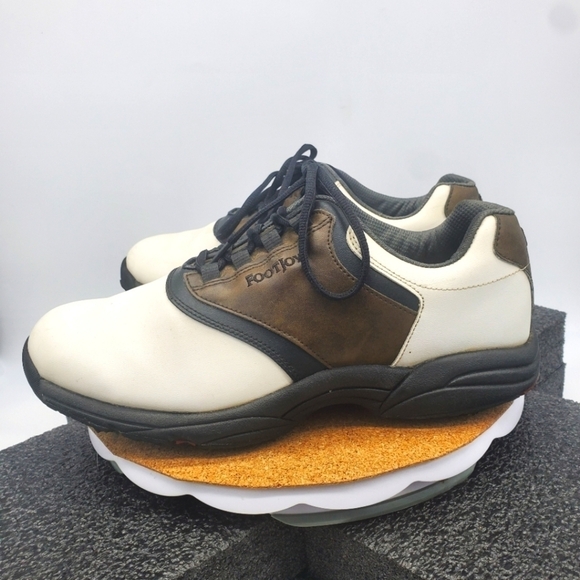 Footjoy Shoes Men\'s 10M Greenjoys 45516 White Brown Golf Cleats